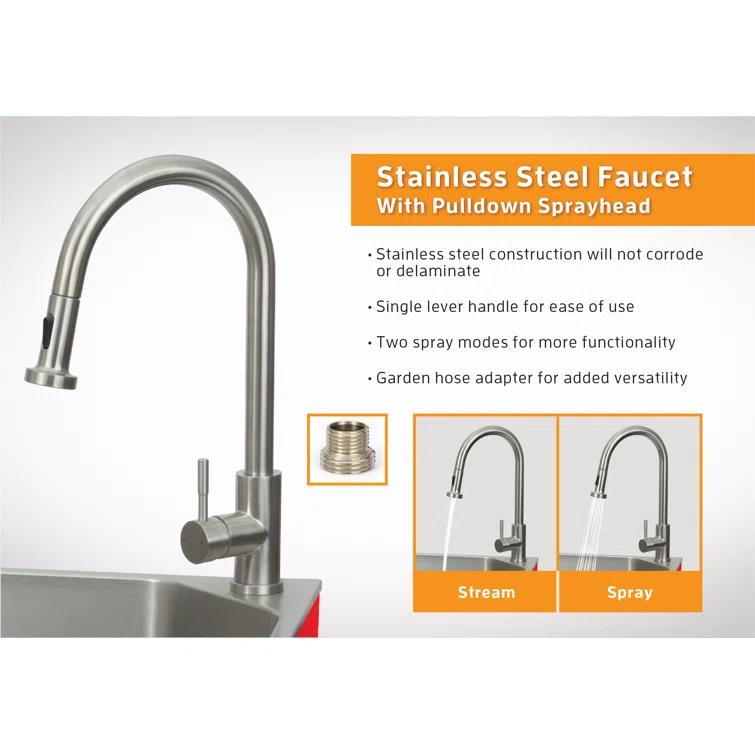 All-In-One 24.1" L x 21.3" W Free Standing Laundry Sink with Faucet
