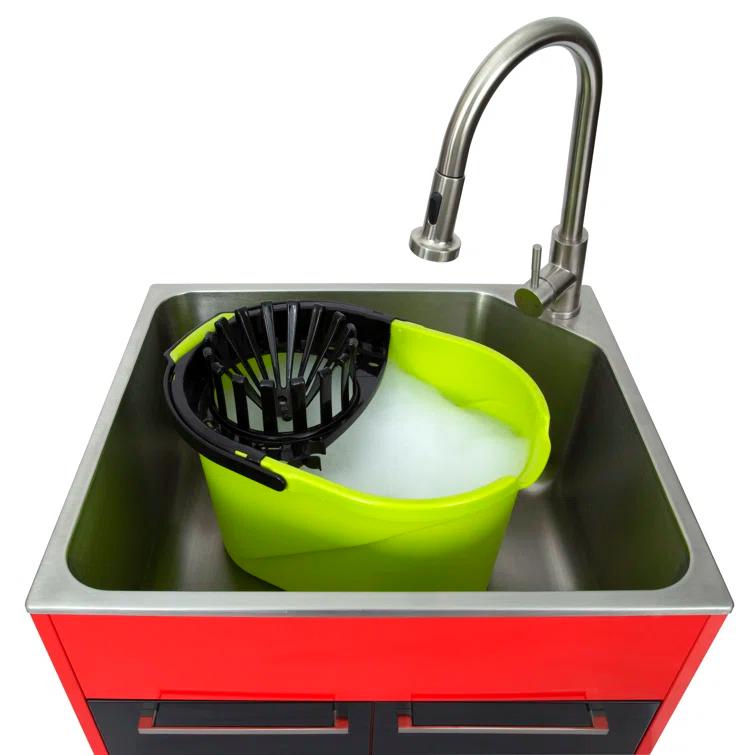 All-In-One 24.1" L x 21.3" W Free Standing Laundry Sink with Faucet