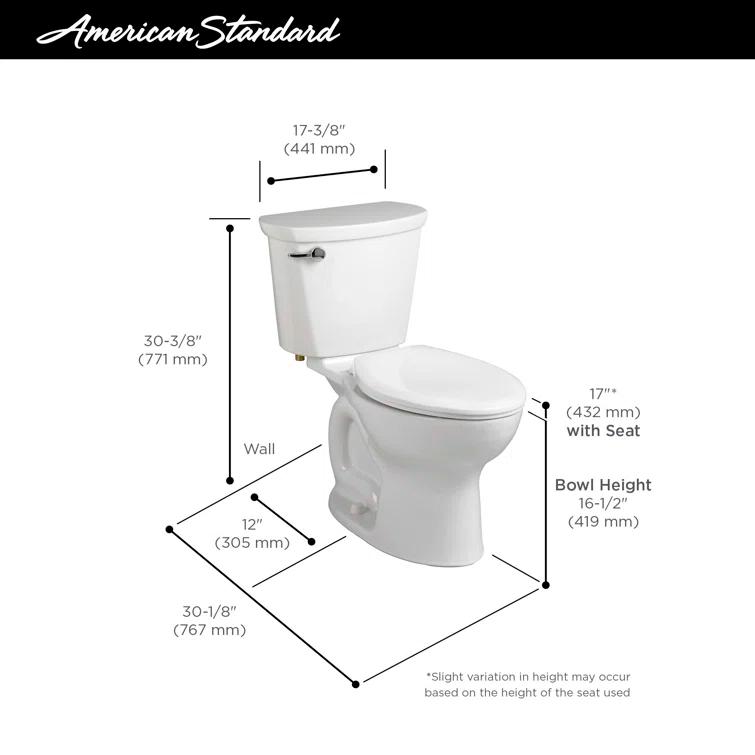 American Standard Cadet 1.28 Gallons GPF Elongated Comfort Height Floor Mounted Kit (Seat Not Included)