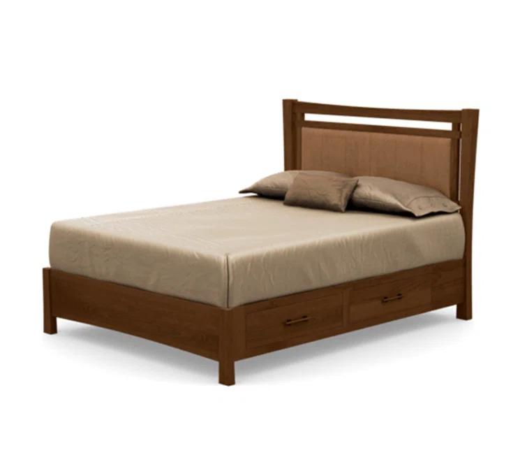 Sand Microfiber Upholstered Full Bed with Storage Drawers