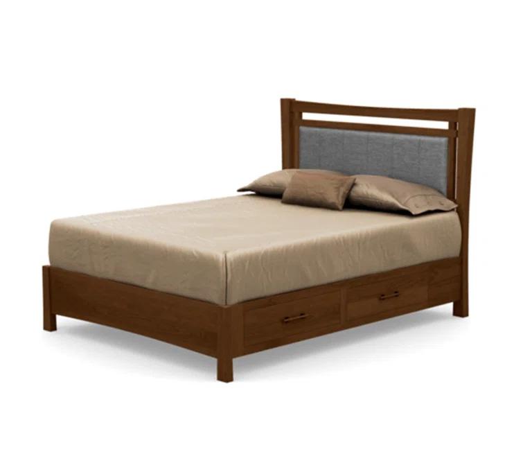 Sand Microfiber Upholstered Full Bed with Storage Drawers