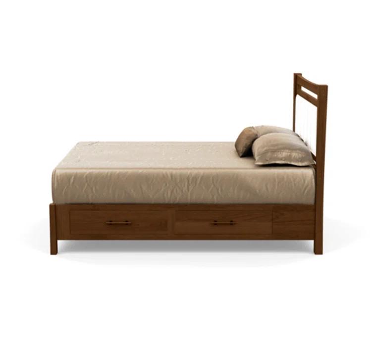 Sand Microfiber Upholstered Full Bed with Storage Drawers