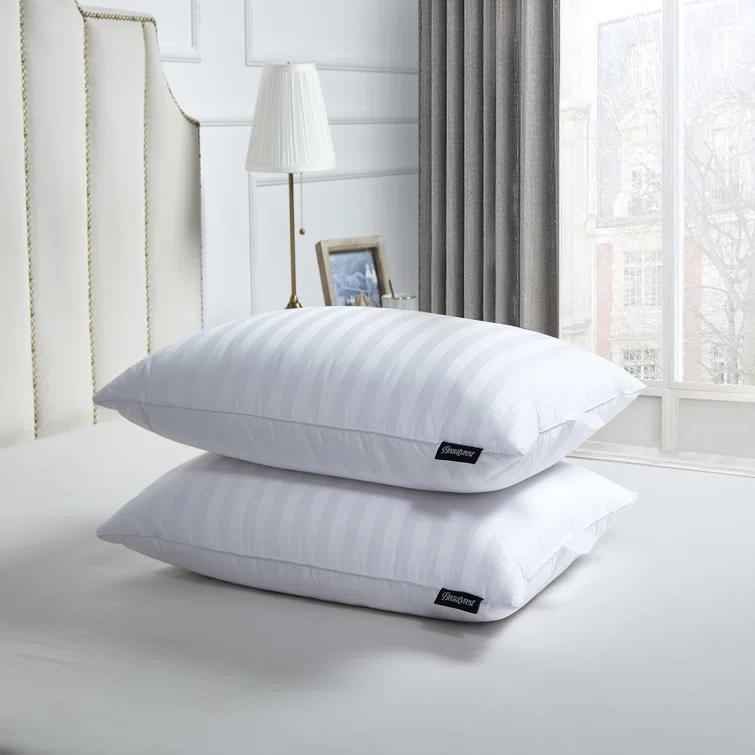 Beautyrest Beautyrest Damask Strip US Grown Cotton Softy-Around Goose Feather/Down Pillow (2PK) - Medium Firm (Set of 2)