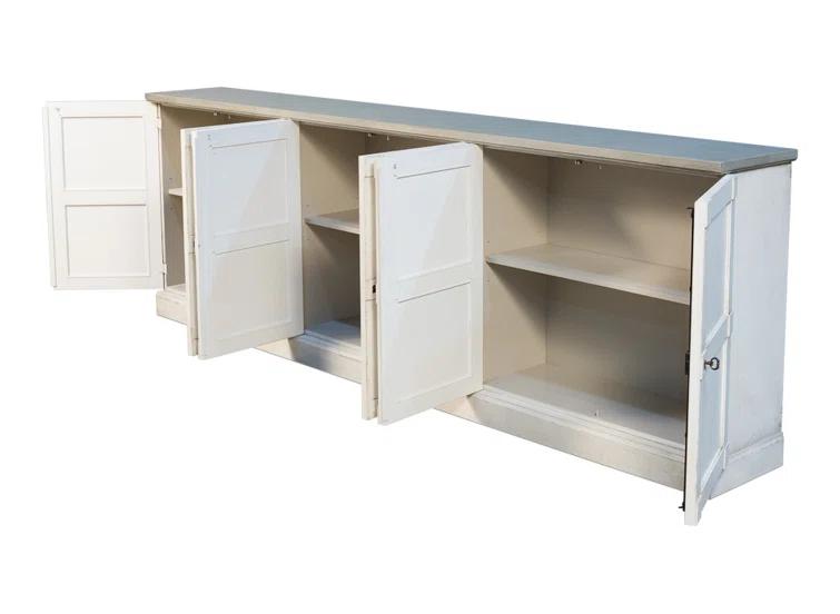 Luciana 112'' White and Gray Wood Buffet with 6 Doors