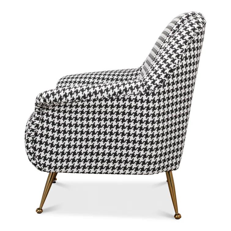 Ziegfeld 32'' Black Linen and Gold-Tone Modern Armchair