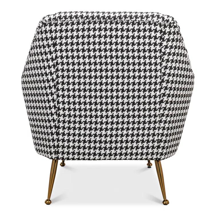 Ziegfeld 32'' Black Linen and Gold-Tone Modern Armchair