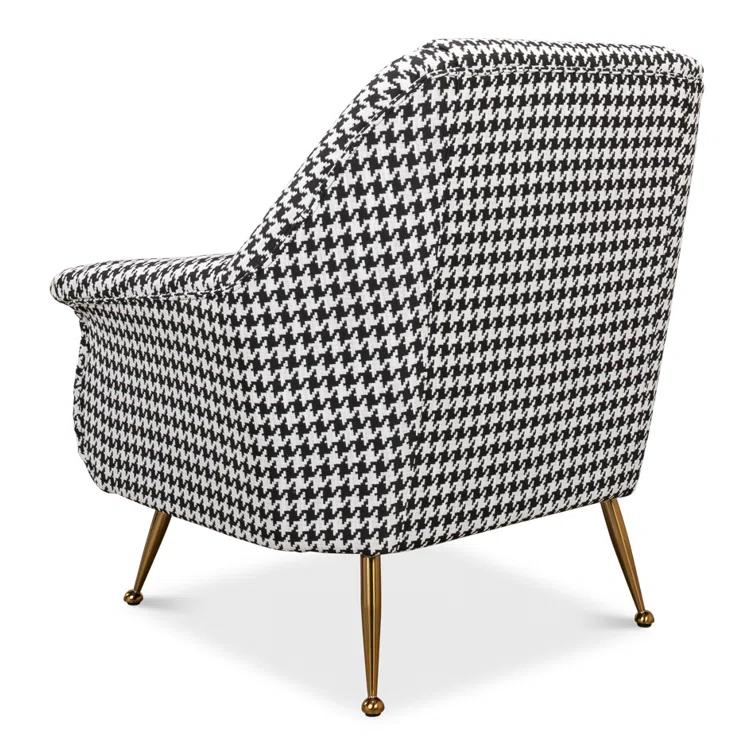 Ziegfeld 32'' Black Linen and Gold-Tone Modern Armchair