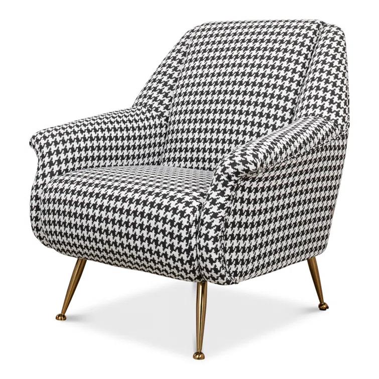 Ziegfeld 32'' Black Linen and Gold-Tone Modern Armchair