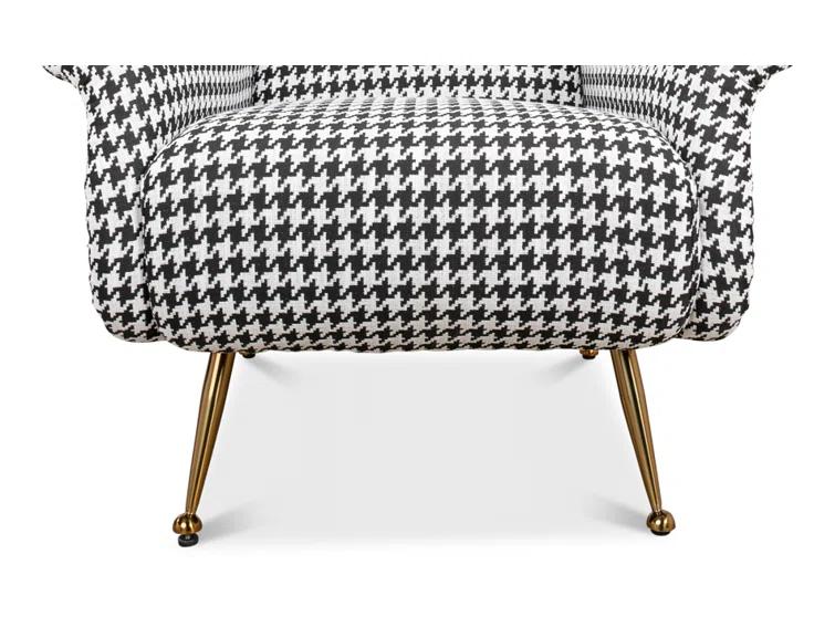 Ziegfeld 32'' Black Linen and Gold-Tone Modern Armchair
