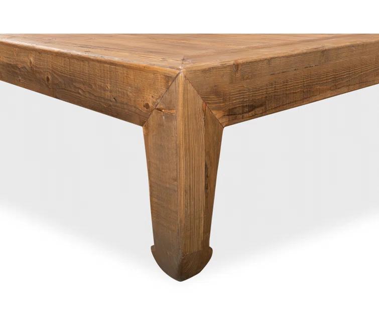 Transitional Chinese-Inspired Square Coffee Table in Reclaimed Pine