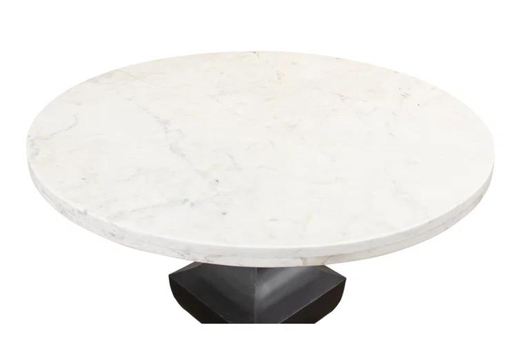 Haviland Round Marble Top Metal Base Dining Table