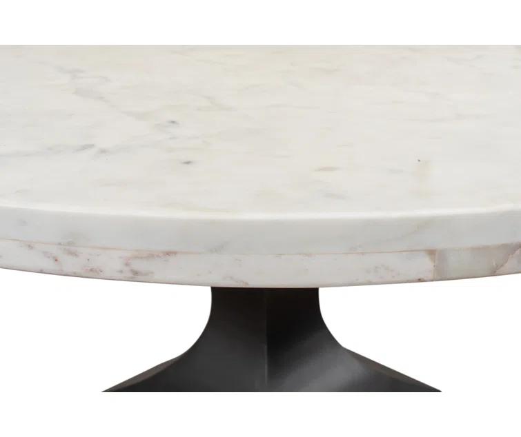 Haviland Round Marble Top Metal Base Dining Table