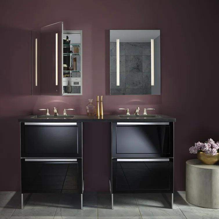 Robern AC2440D4P1L AiO Recessed Frameless Medicine Cabinet with 6 Adjustable Shelves and LED Lighting