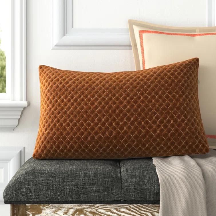 Floretta Embroidered Cotton Lumbar Throw Pillow