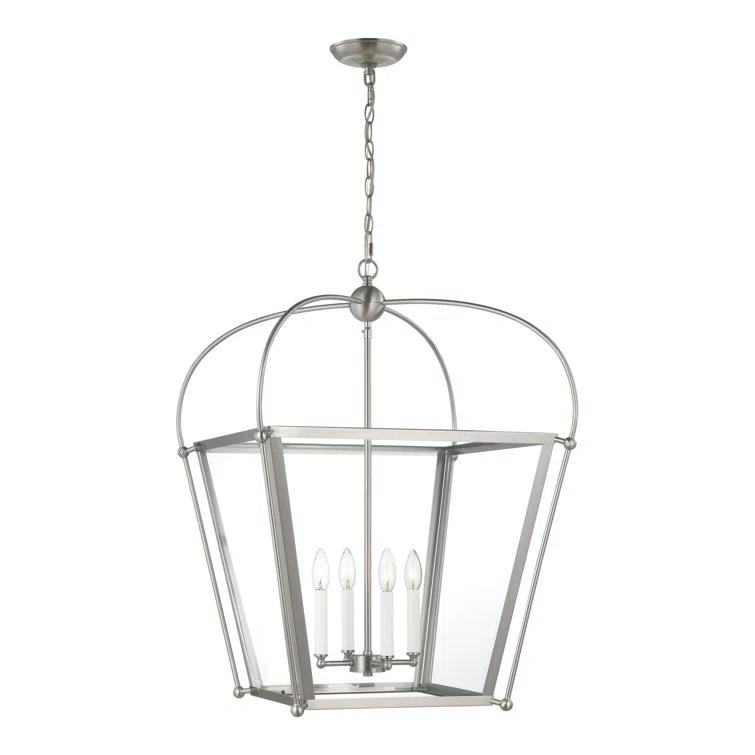 Charleston Medium 4-Light Satin Brass Shaded Hanging Pendant Light