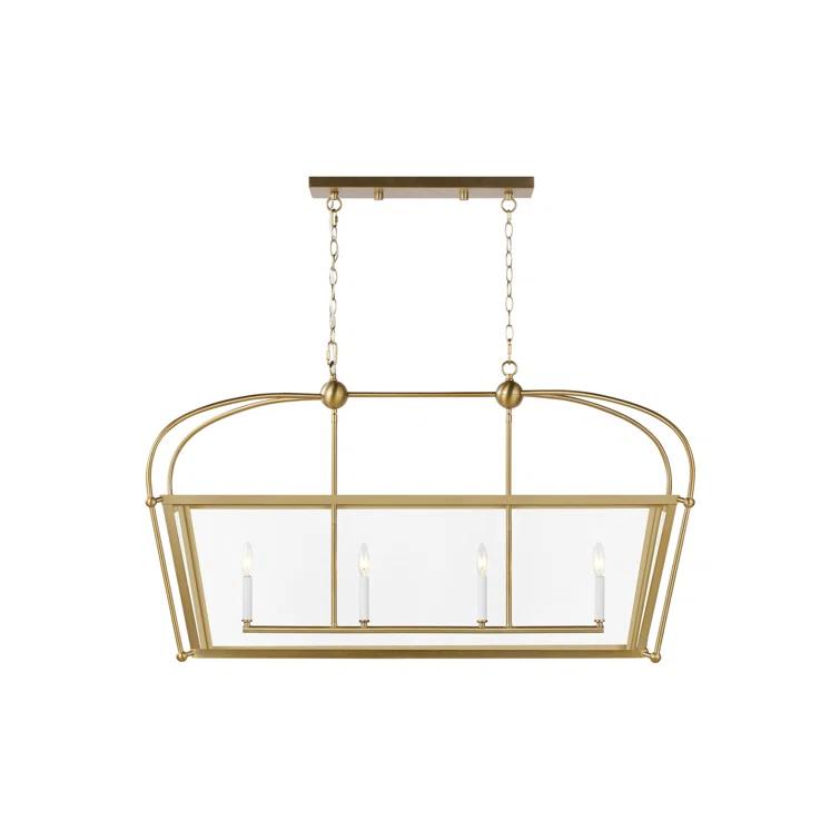 Satin Brass Elegance 4-Light Linear Pendant for Indoor/Outdoor