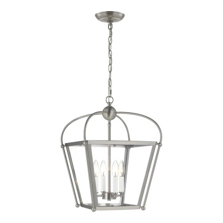 Charleston Small 4-Light Satin Brass Shaded Pendant Light