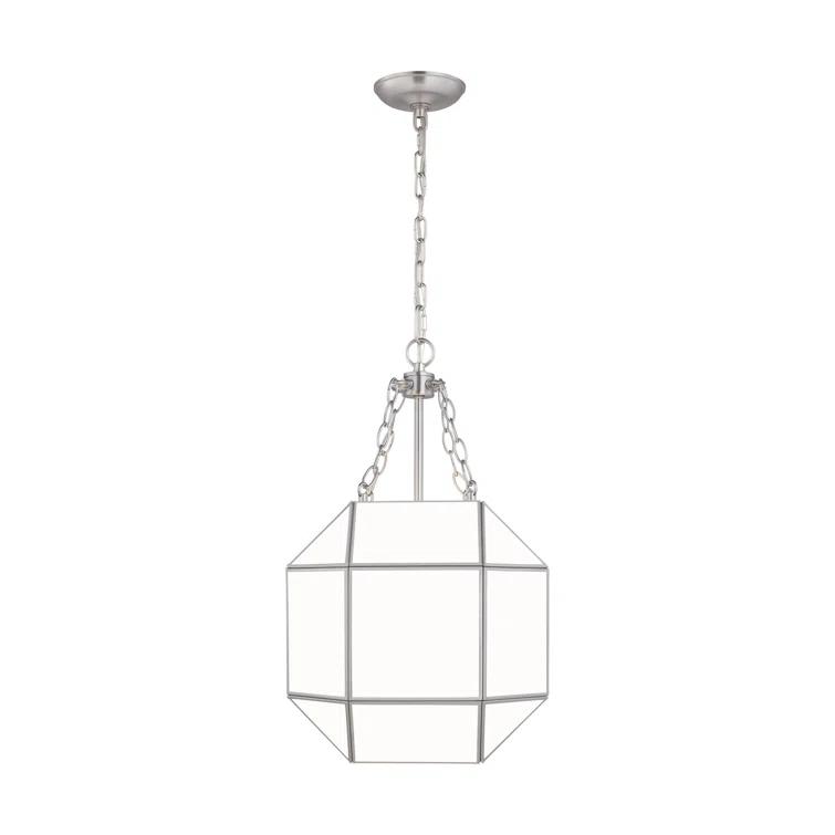 Generation Lighting Morrison 3 -Light Brushed Nickel Modern/contemporary White glass Geometric Mini Hanging Pendant light