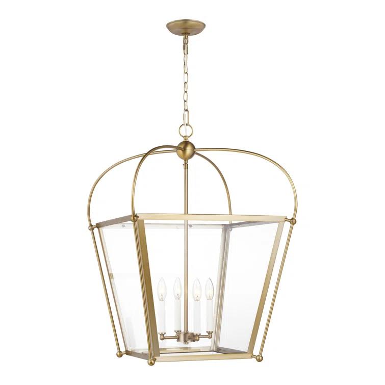Charleston Medium 4-Light Satin Brass Shaded Hanging Pendant Light