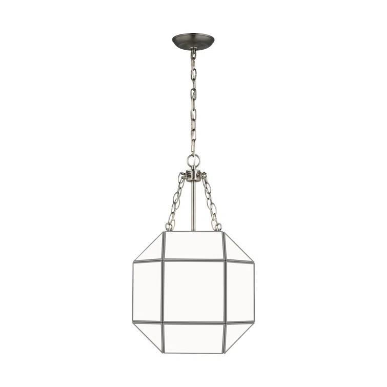 Generation Lighting Morrison 3 -Light Brushed Nickel Modern/contemporary White glass Geometric Mini Hanging Pendant light