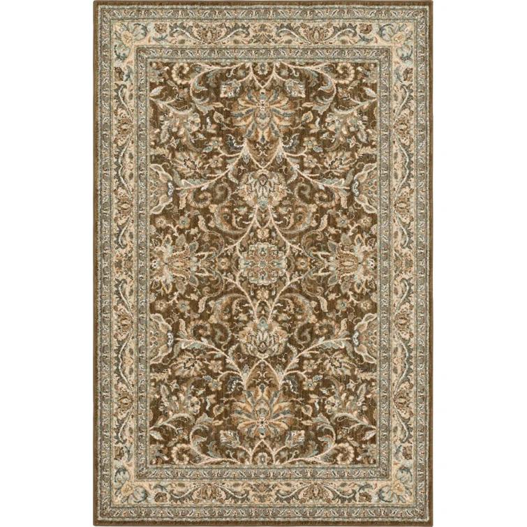 Euphoria Brown/Beige Traditional Floral Area Rug