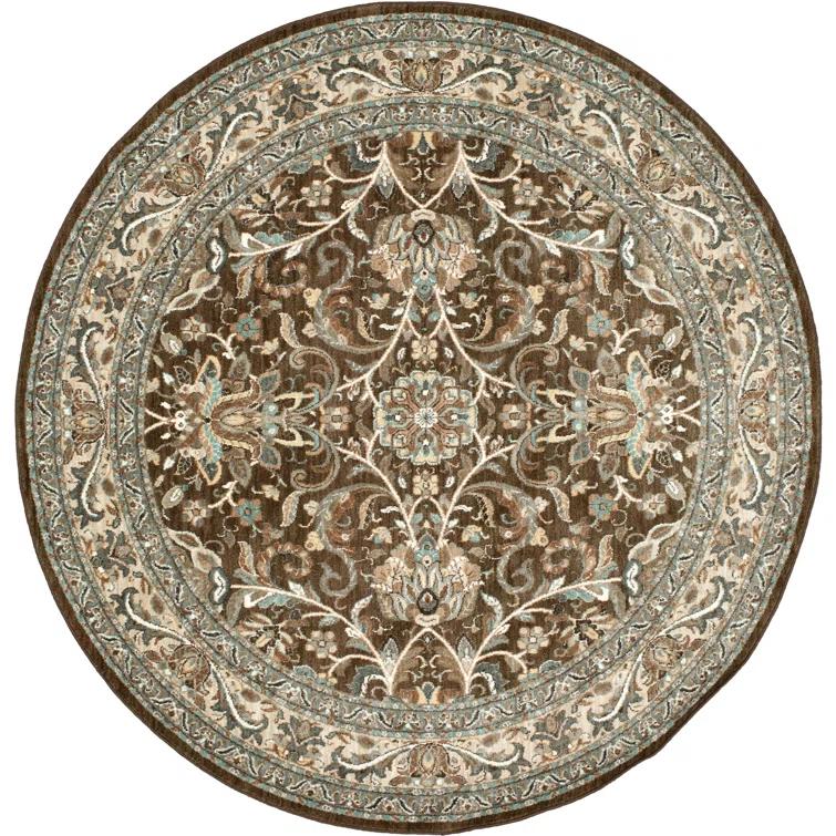 Euphoria Brown/Beige Traditional Floral Area Rug