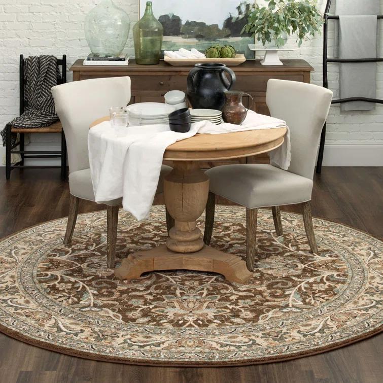Euphoria Brown/Beige Traditional Floral Area Rug
