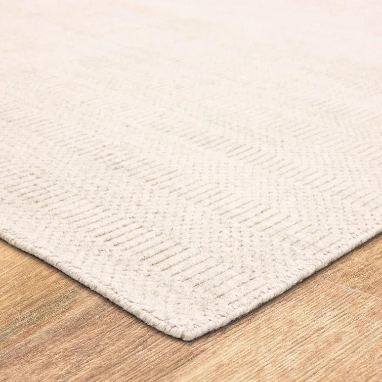 Handwoven Wool Beige Area Rug