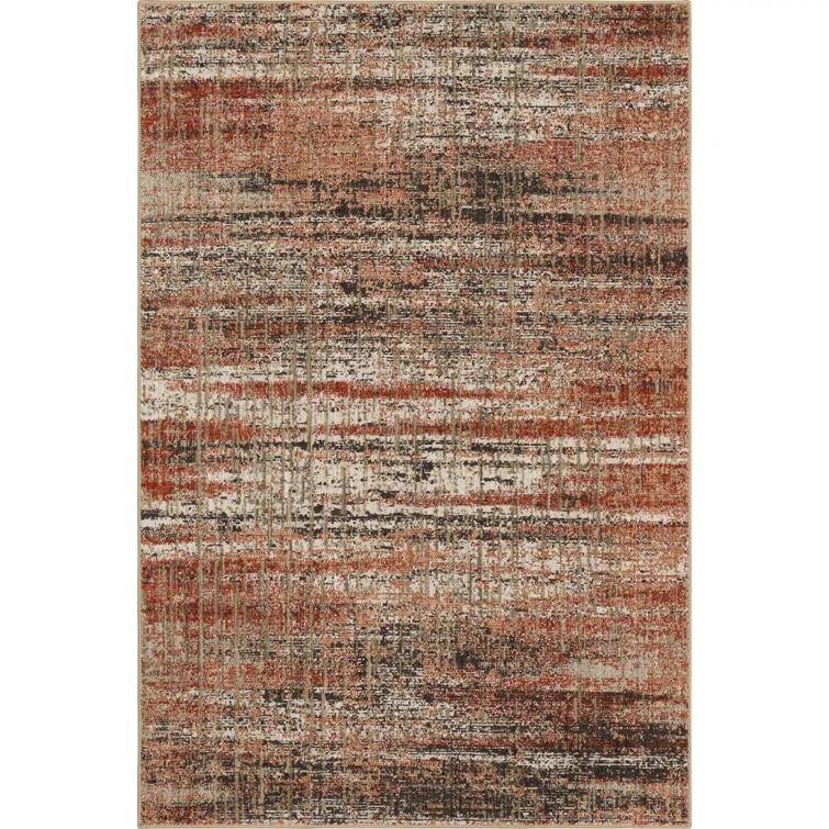 Abstract Coral/Gray Area Rug