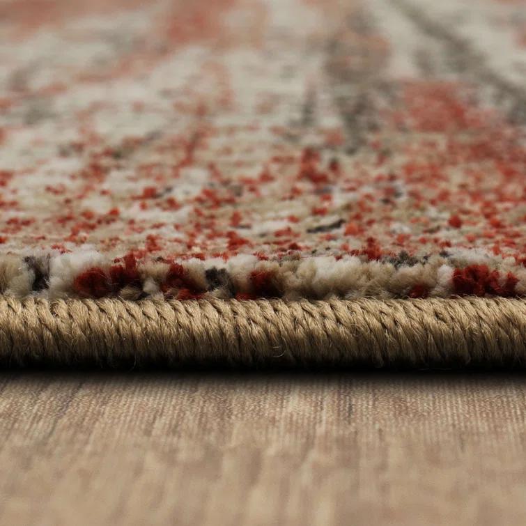 Abstract Coral/Gray Area Rug