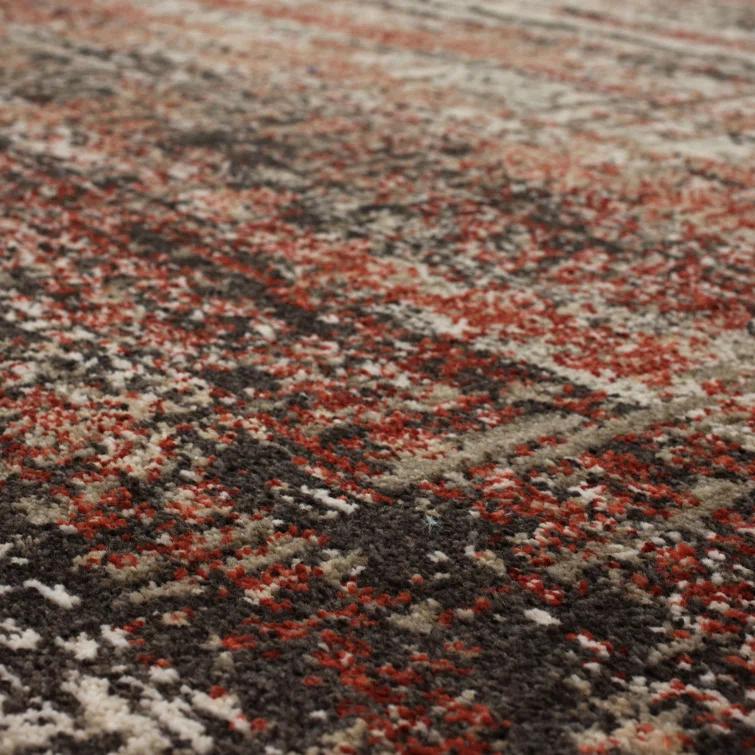 Abstract Coral/Gray Area Rug