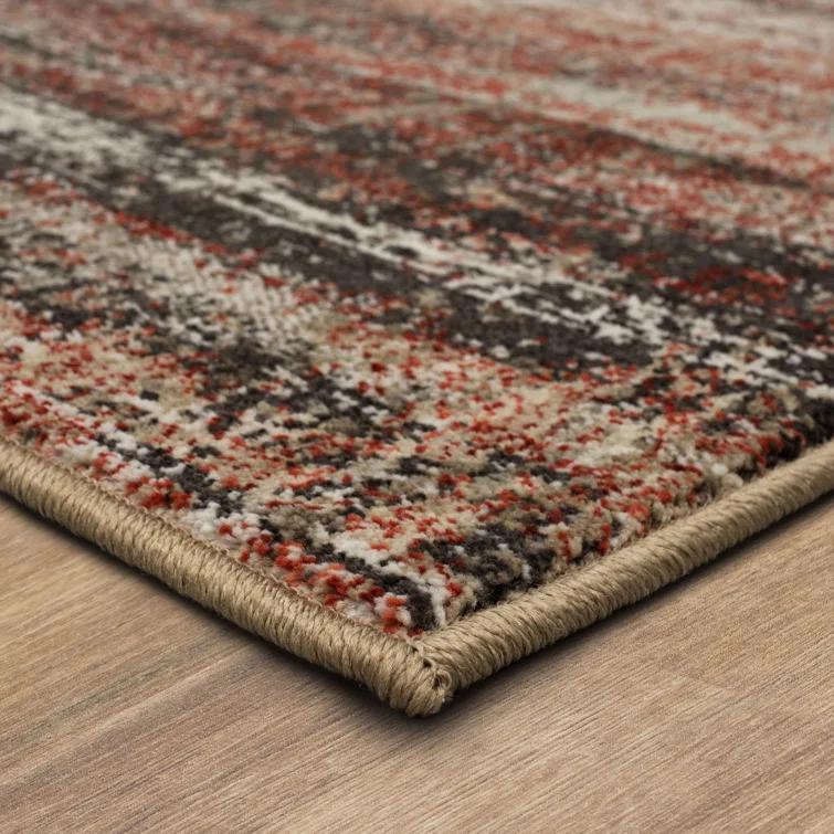 Abstract Coral/Gray Area Rug