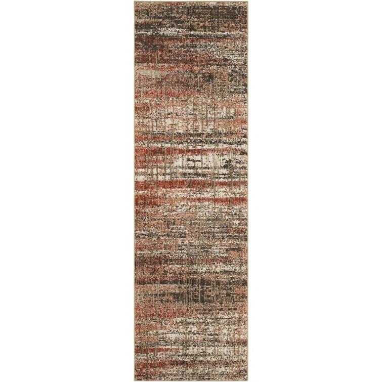 Abstract Coral/Gray Area Rug