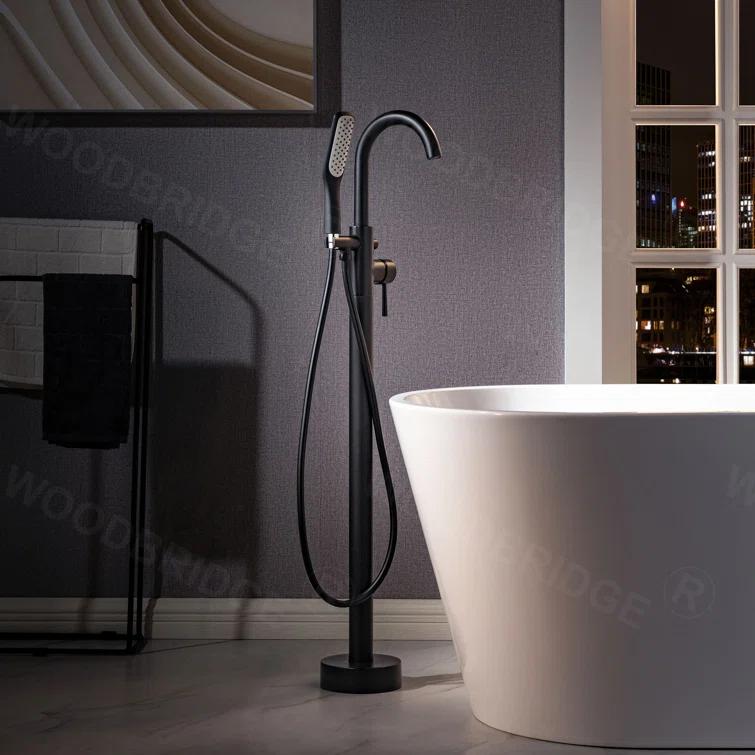 WoodBridge Single Handle Floor Mounted Freestanding Tub Faucet F0025MBSQ