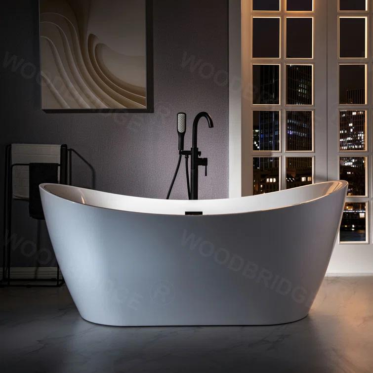 WoodBridge Single Handle Floor Mounted Freestanding Tub Faucet F0025MBSQ
