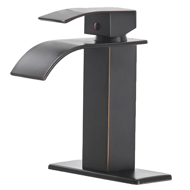 VIBRANTBATH Waterfall Low-Arc Single Hole Bathroom Faucet 6021-ORB