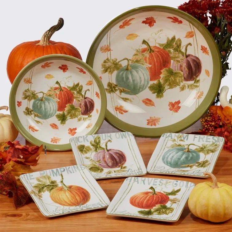 Certified International Autumn Harvest Set Of 4 Dessert Plate
