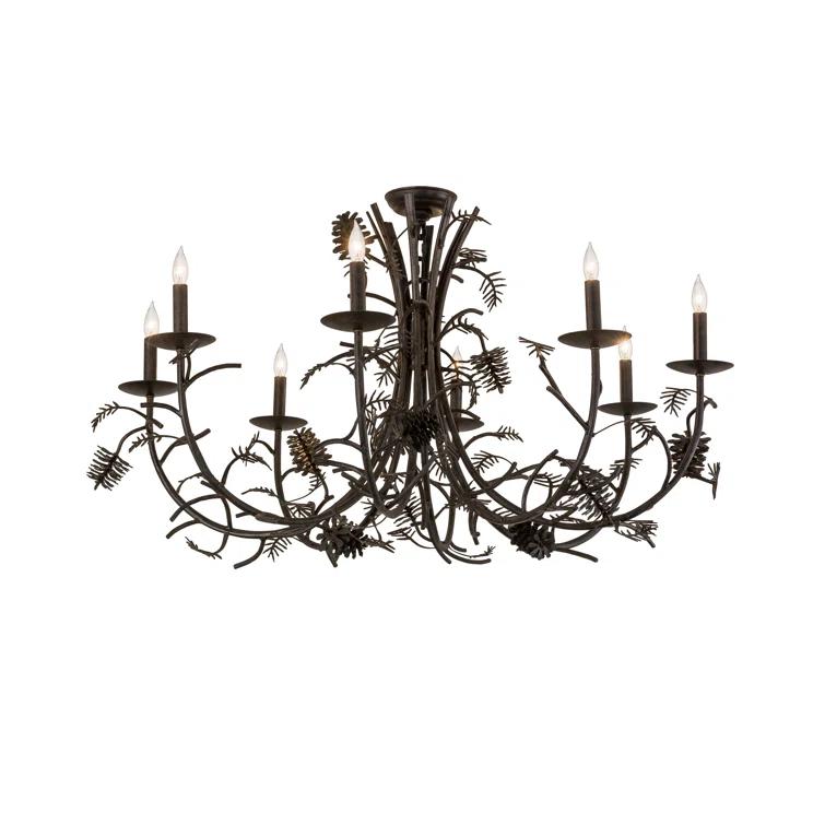 Chestnut Pinecone 8-Light Rustic Metal Chandelier