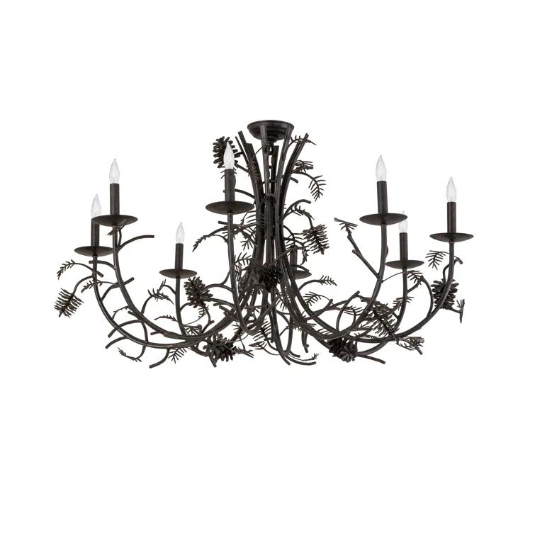 Chestnut Pinecone 8-Light Rustic Metal Chandelier