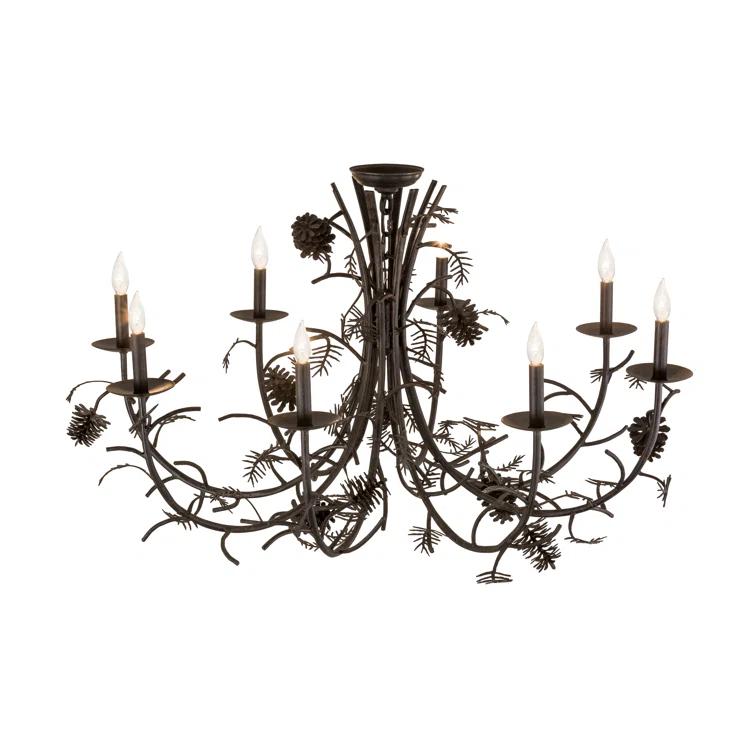 Chestnut Pinecone 8-Light Rustic Metal Chandelier
