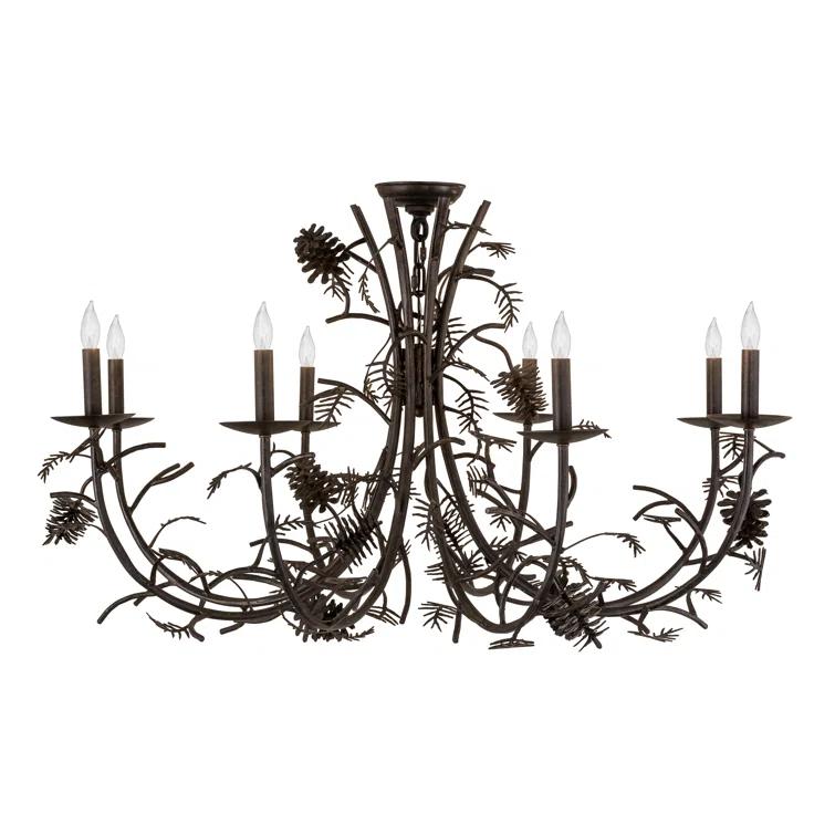 Chestnut Pinecone 8-Light Rustic Metal Chandelier