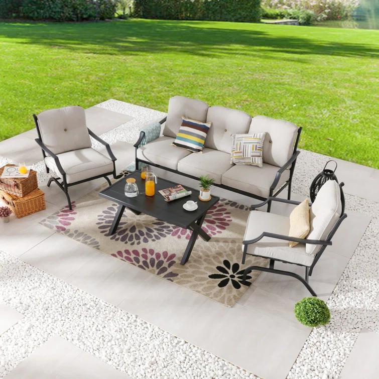 Metal 5 - Person Sofa Seating Group with Cushions
