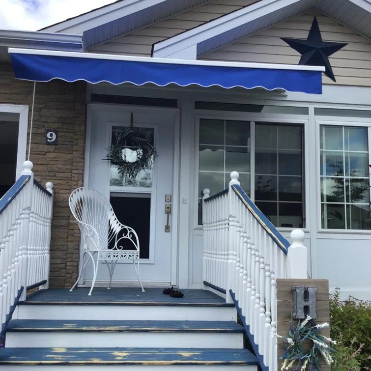 Motorized Retractable White Frame Patio Awning