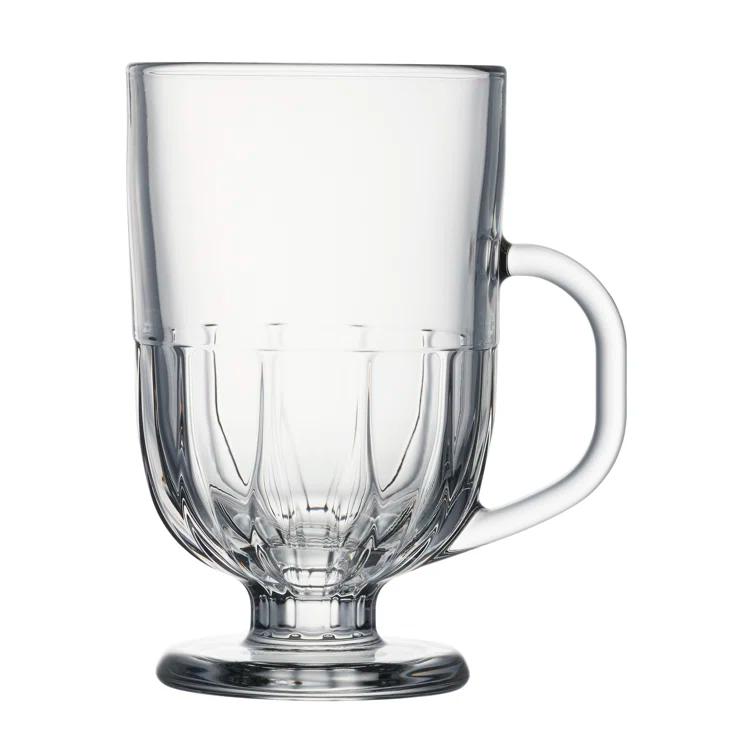 Flore Clear Glass Coffee Mug with Art Deco Design, 300ml