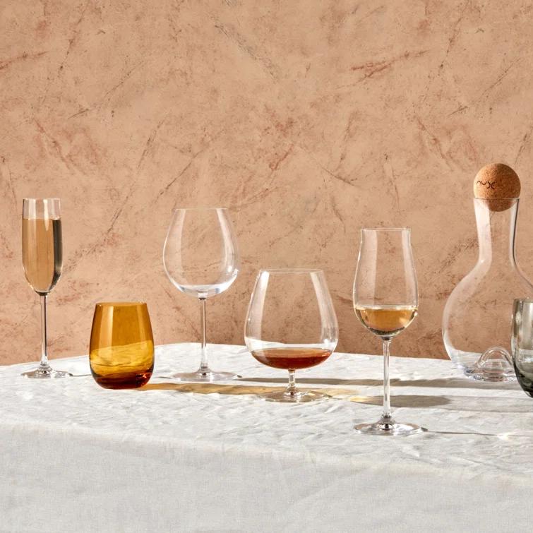 Amber Crystal Drinking Glass Set with Modern Raindrop Profile