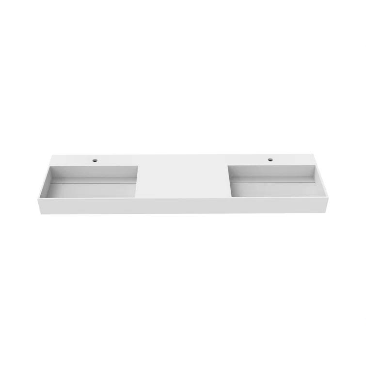 Juniper 72" Rectangular Modern Wall-Mounted Bathroom Sink with Concealed Drain Plate