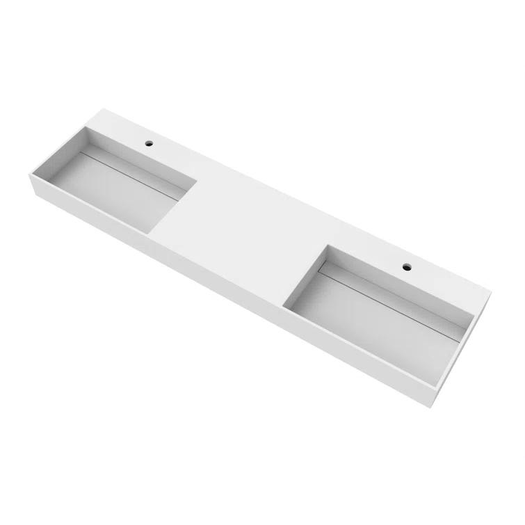 Juniper 72" Rectangular Modern Wall-Mounted Bathroom Sink with Concealed Drain Plate