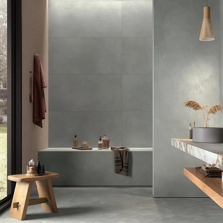 Bond Tile Ryx 15.74 in. x 31.49 in. Matte Porcelain Concrete Look Floor and Wall Tile (13.77 Sq. Ft. / Case)
