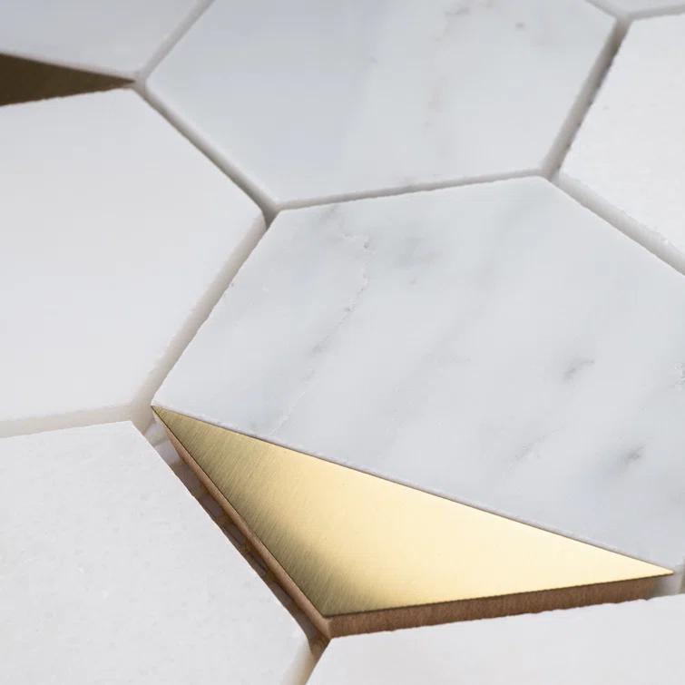 Natural Bianco 3" x 3" Marble Honeycomb Mosaic Wall Tile