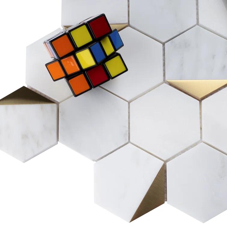Natural Bianco 3" x 3" Marble Honeycomb Mosaic Wall Tile